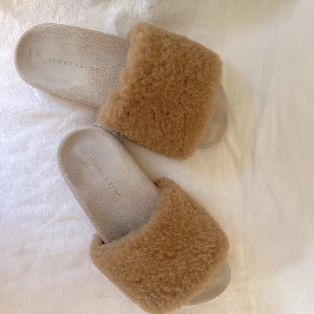 Jenni Kayne Shearling Slide Sandals — worn once inside!